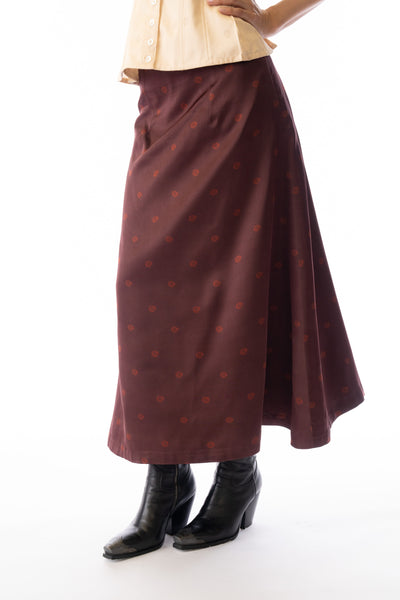 Garnet printed rose garden midi skirt